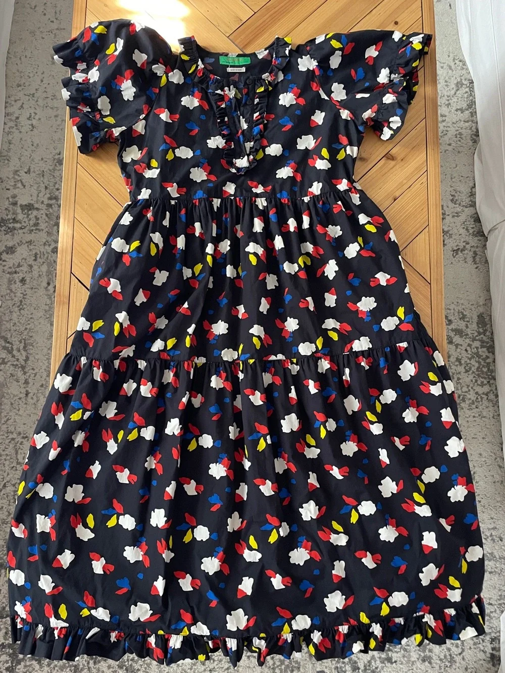 Clare V. Martine Dress Black High-Low Floral Print Midi Skirt size M . - Picture 6 of 11